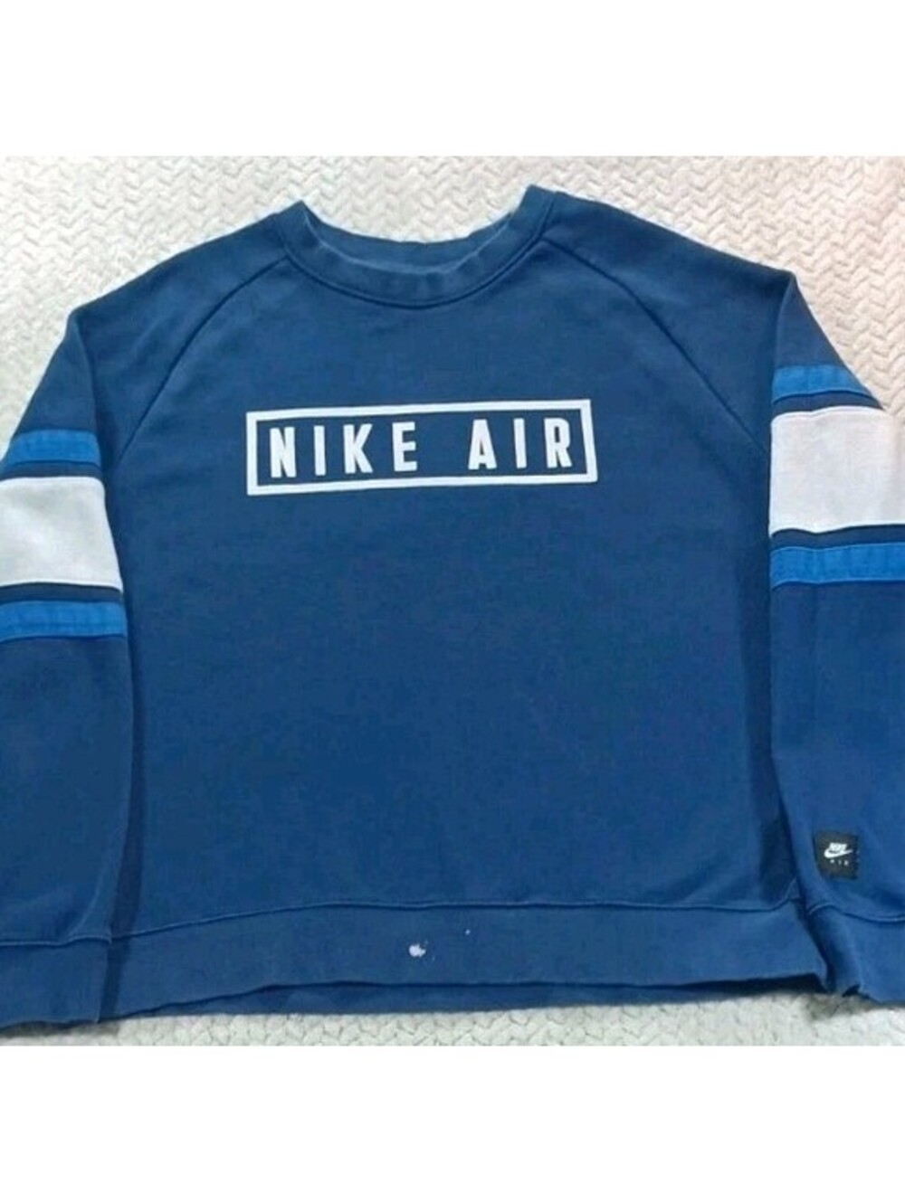 Nike Air Fleece Crew Men's Sz Large Sweatshirt BV5156-492 Dark Blue Bleach Mark